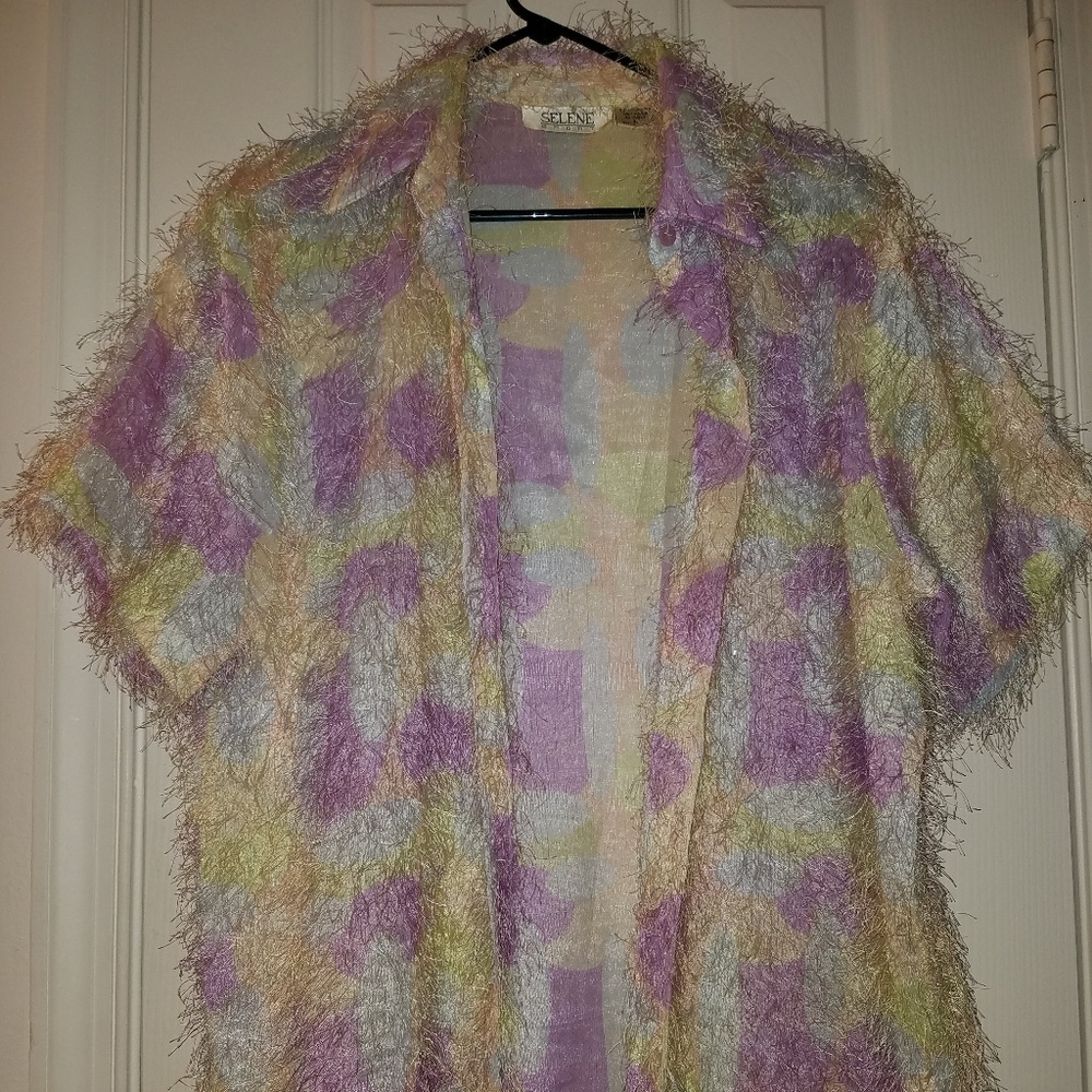 Fuzzy Pastel Selene Button-Top Blouse